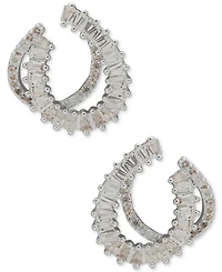 Anne Klein Cubic Zirconia Silver-Tone 2-Row Swirl Stud Earrings