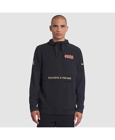 Nike Men's Black San Francisco 49ers 2025 Rivalries Collection Sideline Anorak Half-Zip Hoodie Jacket