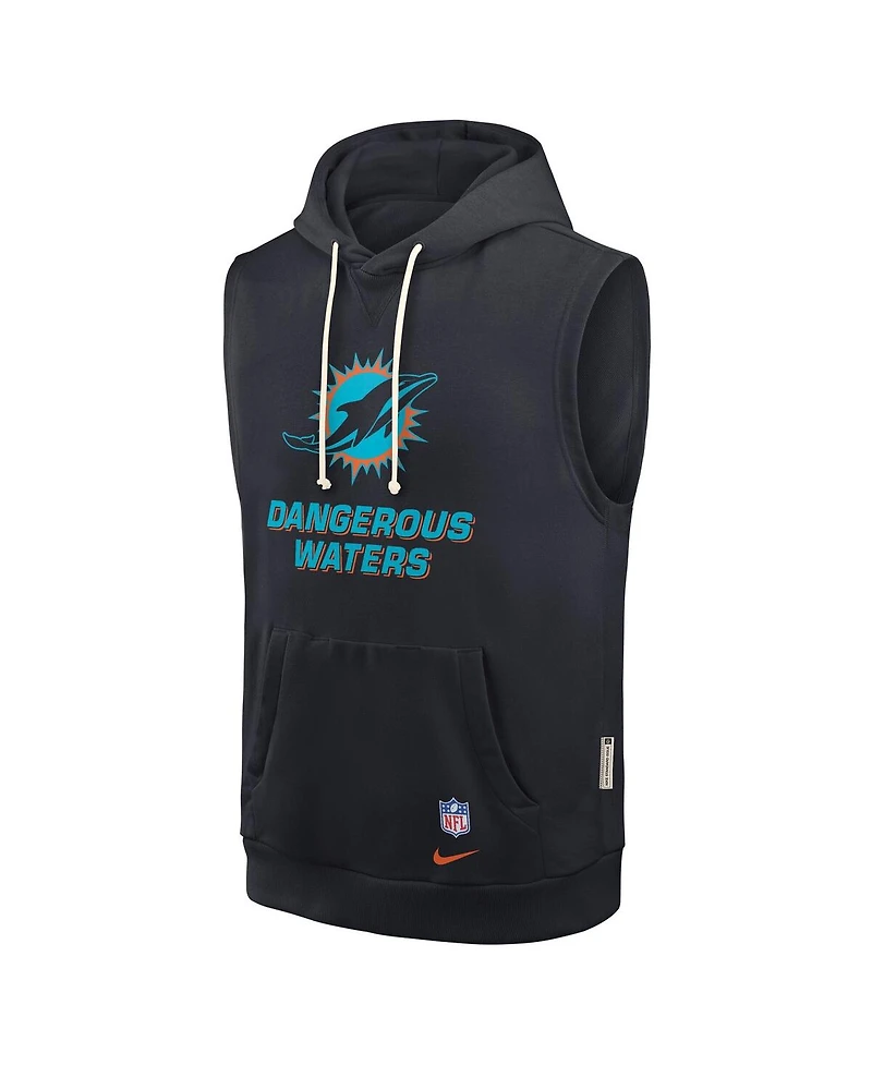 Nike Men's Pitch Blue Miami Dolphins 2025 Rivalries Collection Standard Issue Sideline Dri-fit Sleeveless Hoodie