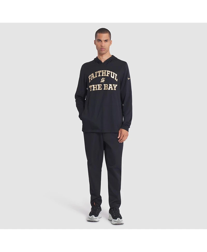 Nike Men's Black San Francisco 49ers 2025 Rivalries Collection Sideline Dri-fit Long Sleeve Hoodie T-Shirt