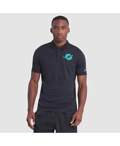 Nike Men's Pitch Blue Miami Dolphins 2025 Rivalries Collection Sideline Victory Striped Dri-fit Polo Shirt
