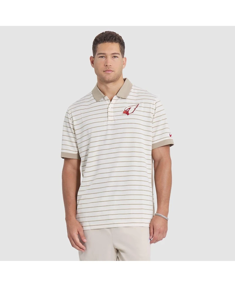 Nike Men's Natural Arizona Cardinals 2025 Rivalries Collection Sideline Victory Striped Dri-fit Polo Shirt