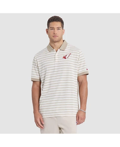 Nike Men's Natural Arizona Cardinals 2025 Rivalries Collection Sideline Victory Striped Dri-fit Polo Shirt