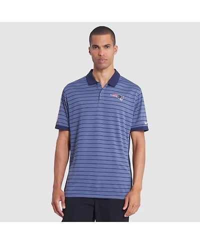 Nike Men's Storm Blue New England Patriots 2025 Rivalries Collection Sideline Victory Striped Dri-fit Polo Shirt