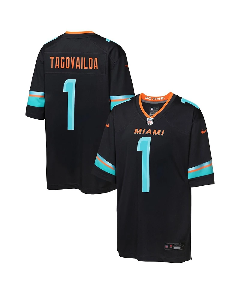 Nike Big Boys and Girls Tua Tagovailoa Pitch Blue Miami Dolphins 2025 Rivalries Collection Game Jersey