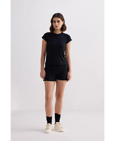 Reistor Women's Essential Short Sleeve Tee Set Black