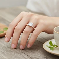 Bling Jewelry Classic 2.5CT Princess Cut Cz Solitaire Promise Ring with Pave Side Stones Rose Gold Plated Sterling Silver