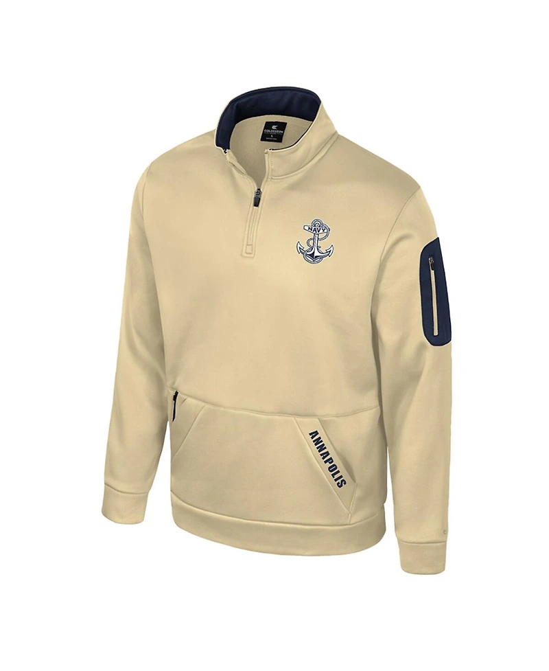 Colosseum Men's Gold Navy Midshipmen Mainframe Quarter-Zip Fleece Jacket