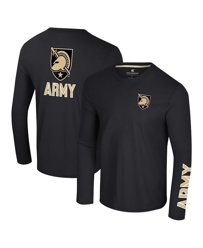 Colosseum Men's Black Army Knights Logo Lockup 3-Hit Active Blend Long Sleeve T-Shirt
