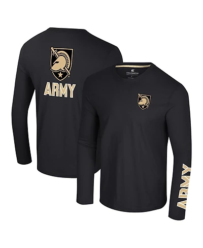 Colosseum Men's Black Army Knights Logo Lockup 3-Hit Active Blend Long Sleeve T-Shirt