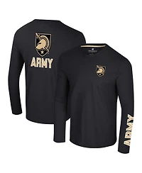 Colosseum Men's Black Army Knights Logo Lockup 3-Hit Active Blend Long Sleeve T-Shirt