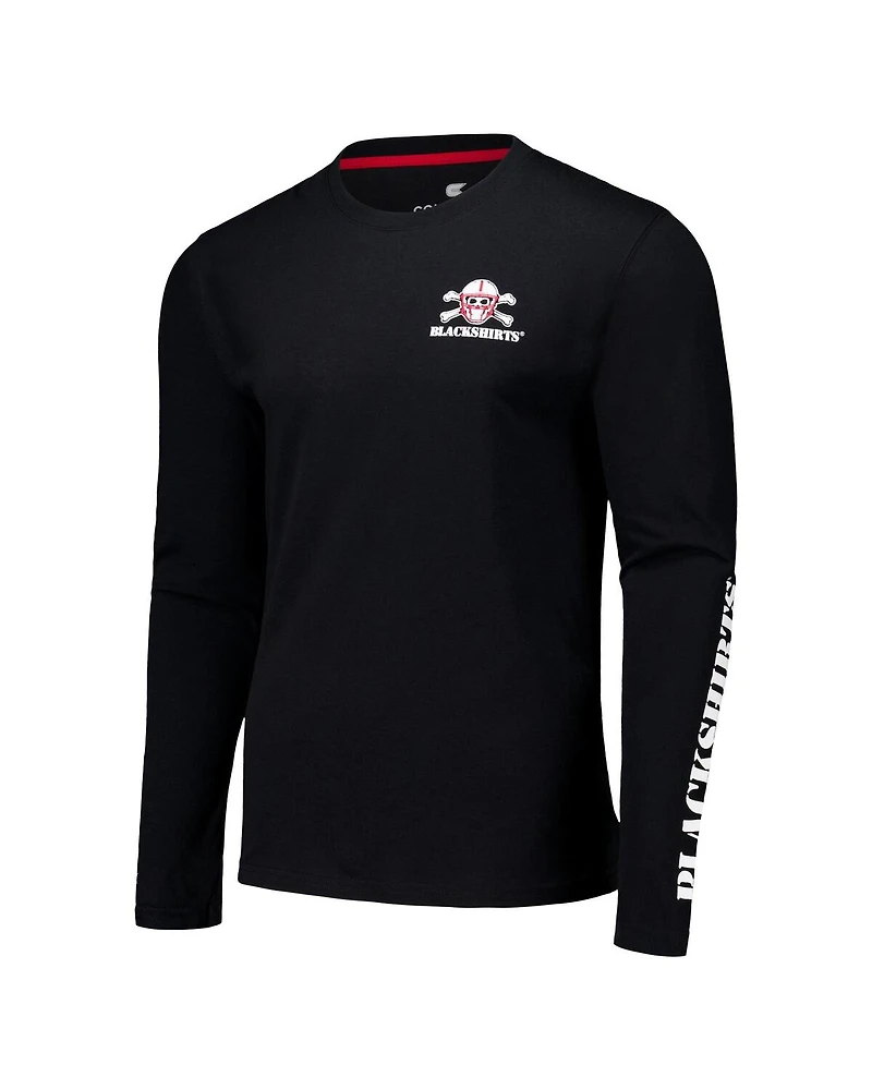 Colosseum Men's Black Nebraska Huskers Logo Lockup 3-Hit Active Blend Long Sleeve T-Shirt