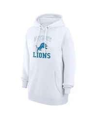 G-iii 4Her by Carl Banks Women's White Detroit Lions Team Logo Graphic Fleece Tri-Blend Pullover Hoodie