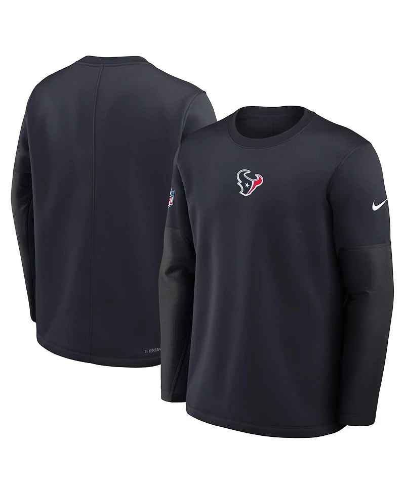 Nike Men's Navy Houston Texans Sideline Coach Therma-fit Long Sleeve T-Shirt
