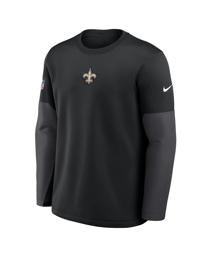 Nike Men's Black New Orleans Saints Sideline Coach Therma-fit Long Sleeve T-Shirt