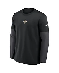 Nike Men's Black New Orleans Saints Sideline Coach Therma-fit Long Sleeve T-Shirt
