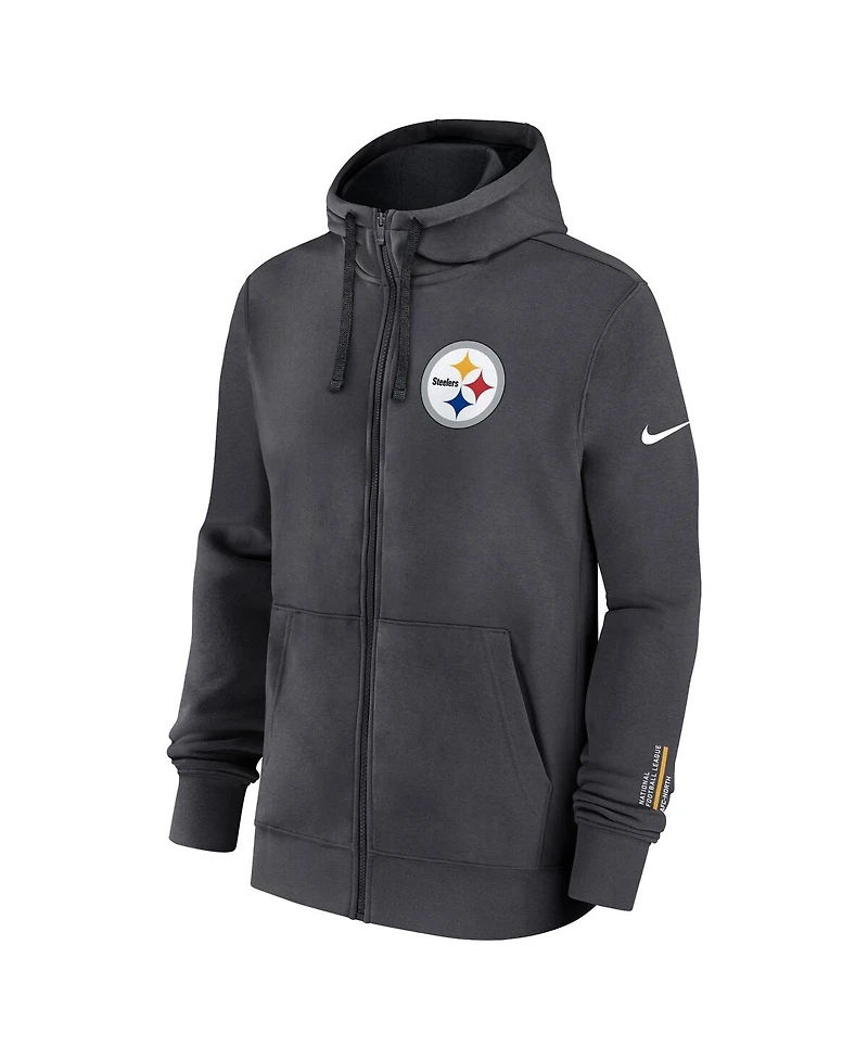 Nike Men's Anthracite Pittsburgh Steelers Primetime Club Full-Zip Hoodie