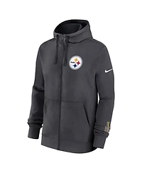 Nike Men's Anthracite Pittsburgh Steelers Primetime Club Full-Zip Hoodie