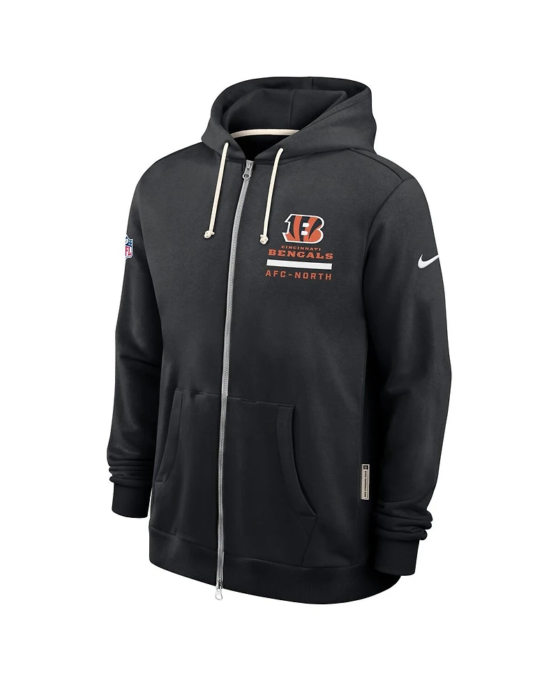 Nike Men's Black Cincinnati Bengals Sideline Standard Issue Utility Player Dri-fit Full-Zip Hoodie