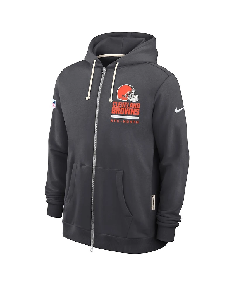 Nike Men's Anthracite Cleveland Browns Sideline Standard Issue Utility Player Dri-fit Full-Zip Hoodie