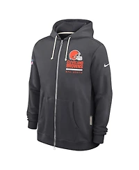 Nike Men's Anthracite Cleveland Browns Sideline Standard Issue Utility Player Dri-fit Full-Zip Hoodie