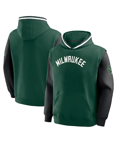 Fanatics Men's Hunter Green/Black Milwaukee Bucks Half Court Shot Clock Fastbreak Hoodie