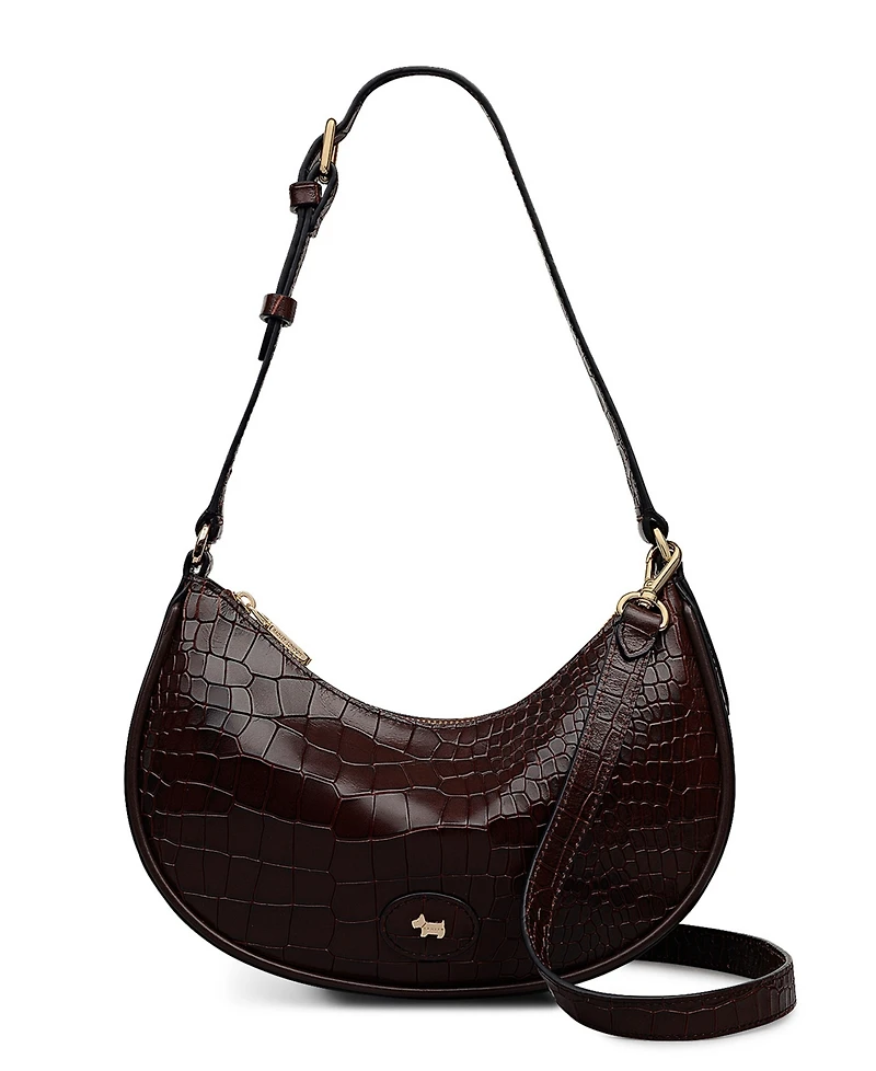 Radley London Heath Crescent Croc Small Ziptop Shoulder Bag