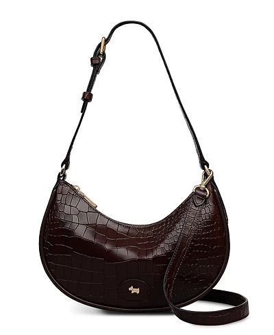 Radley London Heath Crescent Croc Small Ziptop Shoulder Bag