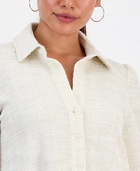 Robbie Bee Petite Textured Button-Front Dress