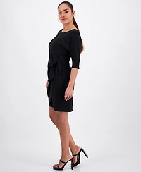 Robbie Bee Petite Glitter-Knit 3/4-Sleeve Sarong Dress