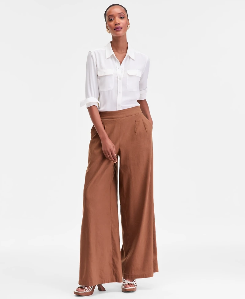I.n.c. International Concepts Women's High-Rise Pleated Pull-On Wide-Leg Pants, Macy's Exclusive