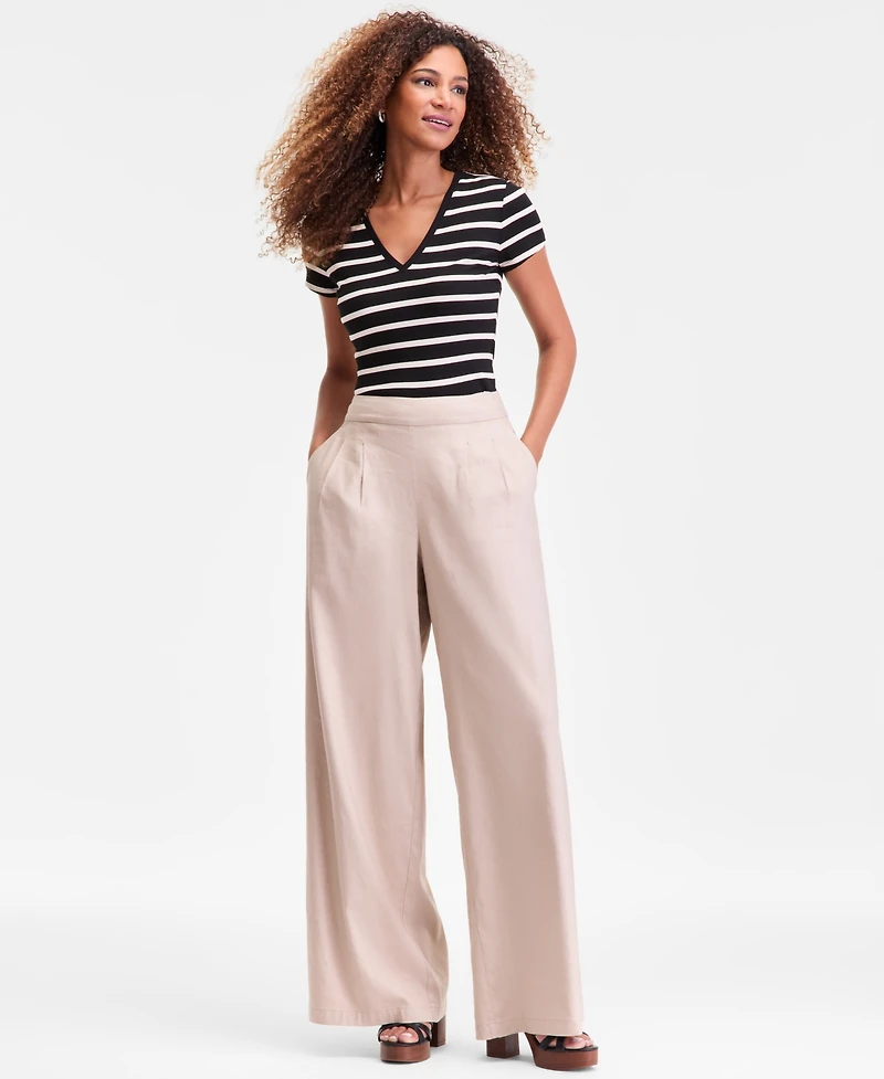 I.n.c. International Concepts Women's High-Rise Pleated Pull-On Wide-Leg Pants, Macy's Exclusive