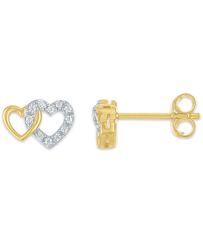Macy's 2-Pc. Diamond Pendant Necklace and Earrings Set (1/6 ct. t.w.) in 14k Yellow Gold Over Sterling Silver