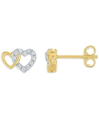 Macy's 2-Pc. Diamond Pendant Necklace and Earrings Set (1/6 ct. t.w.) in 14k Yellow Gold Over Sterling Silver
