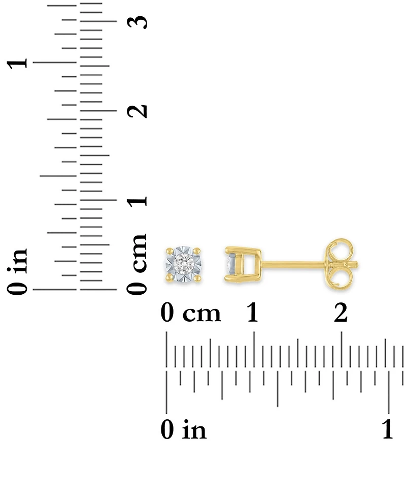 Macy's 3-Pc. Diamond Earrings Set (1/5 ct. t.w.) in 14k Yellow Gold Over Sterling Silver
