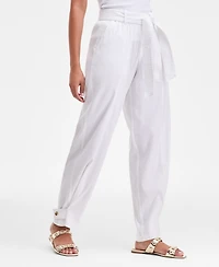 I.n.c. International Concepts Women's High-Rise Belted Tapered Pants, Macy's Exclusive