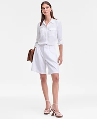 I.n.c. International Concepts Women's High-Rise Pleated Bermuda Shorts, Macy's Exclusive