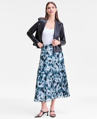 I.n.c. International Concepts Women's Printed Pleated Midi Skirt, Macy's Exclusive