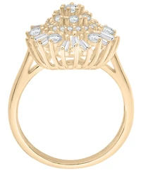 Wrapped in Love Diamond Round (0.72 ct. t.w.) and Baguette (0.28 ct. t.w.) Cluster Ring in 14K Yellow Gold