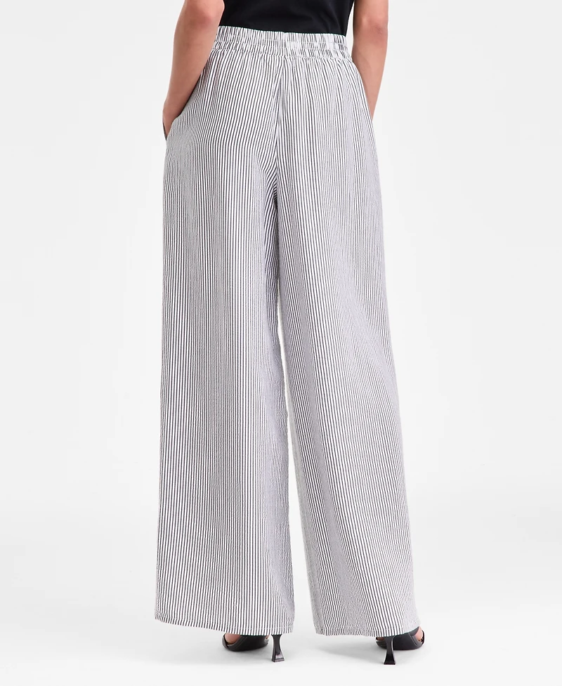 I.n.c. International Concepts Women's Striped Pull-On Wide-Leg Pants, Macy's Exclusive
