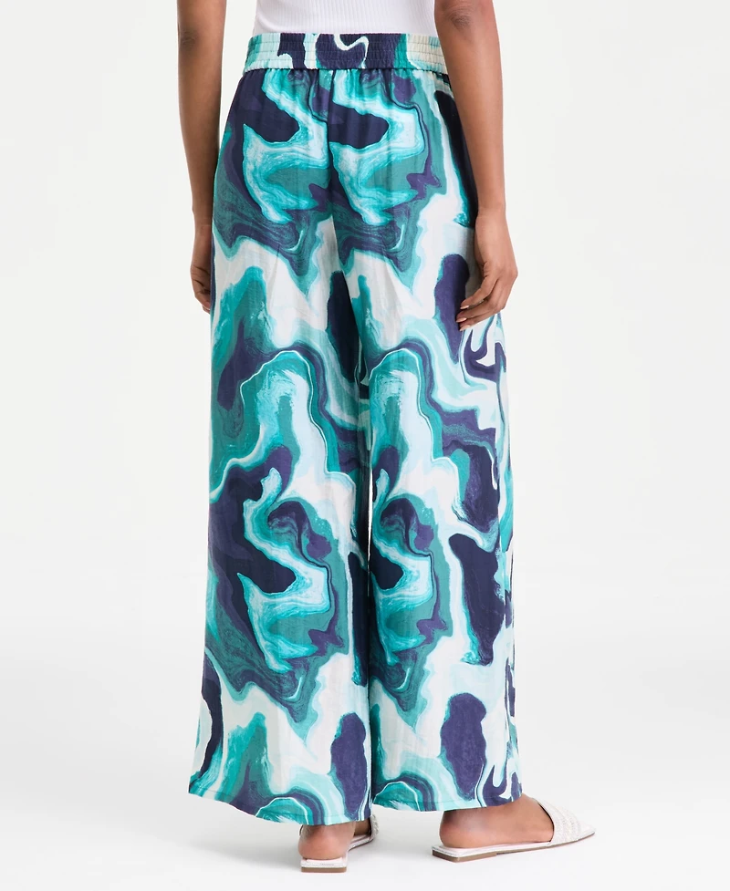I.n.c. International Concepts Women's Printed Pull-On Wide-Leg Pants, Macy's Exclusive