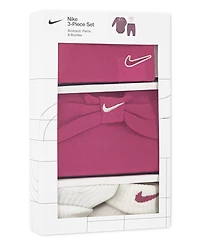 Nike Baby Girls 3-Piece Ribbed Bow Bodysuit Boxed Set