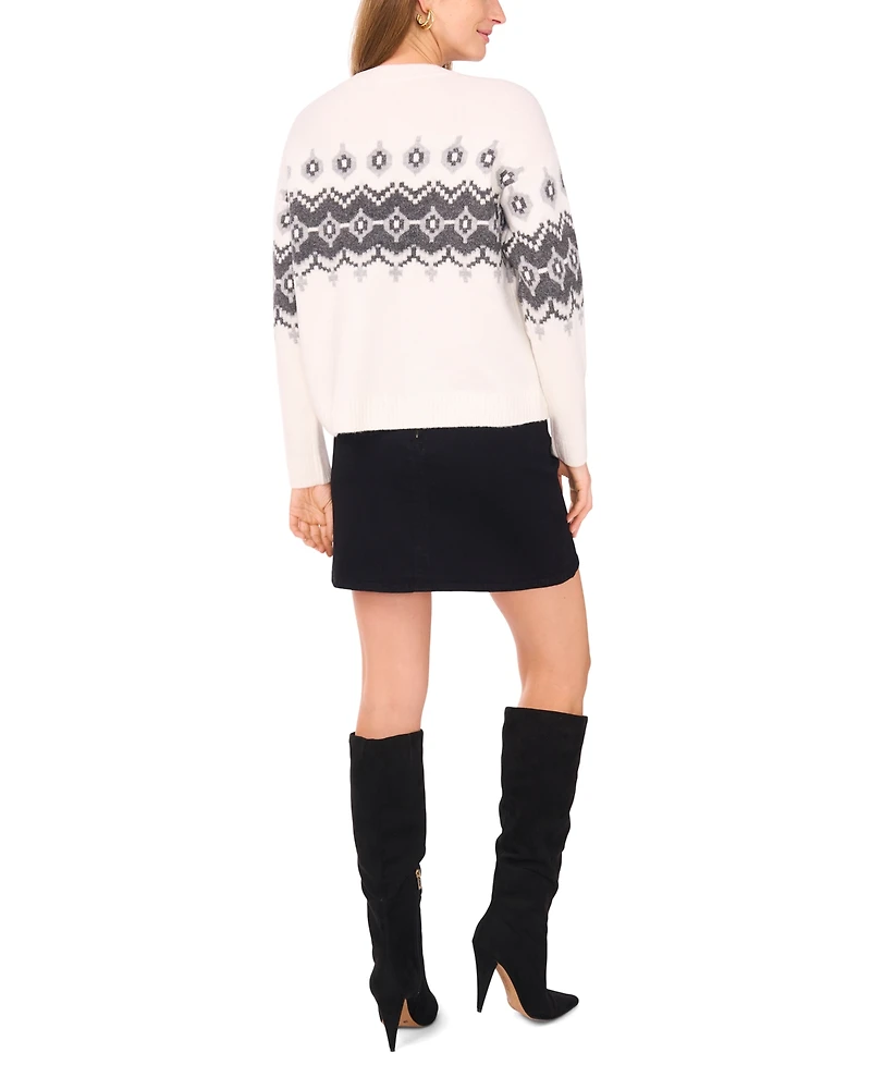 Vince Camuto Women's Fair Isle Crew Neck Sweater