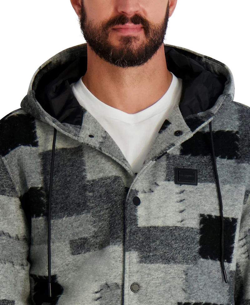 Karl Lagerfeld Paris Men's Patch Detail Hooded Jacket