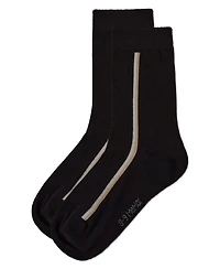 MeMoi Boys Dual-Stripe Cotton-Rich Fine-Gauge Crew Sock