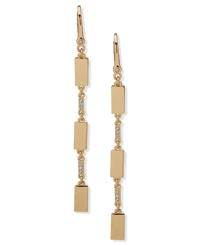 Dkny Crystal Gold-Tone Polished Pave Bar Linear Earrings