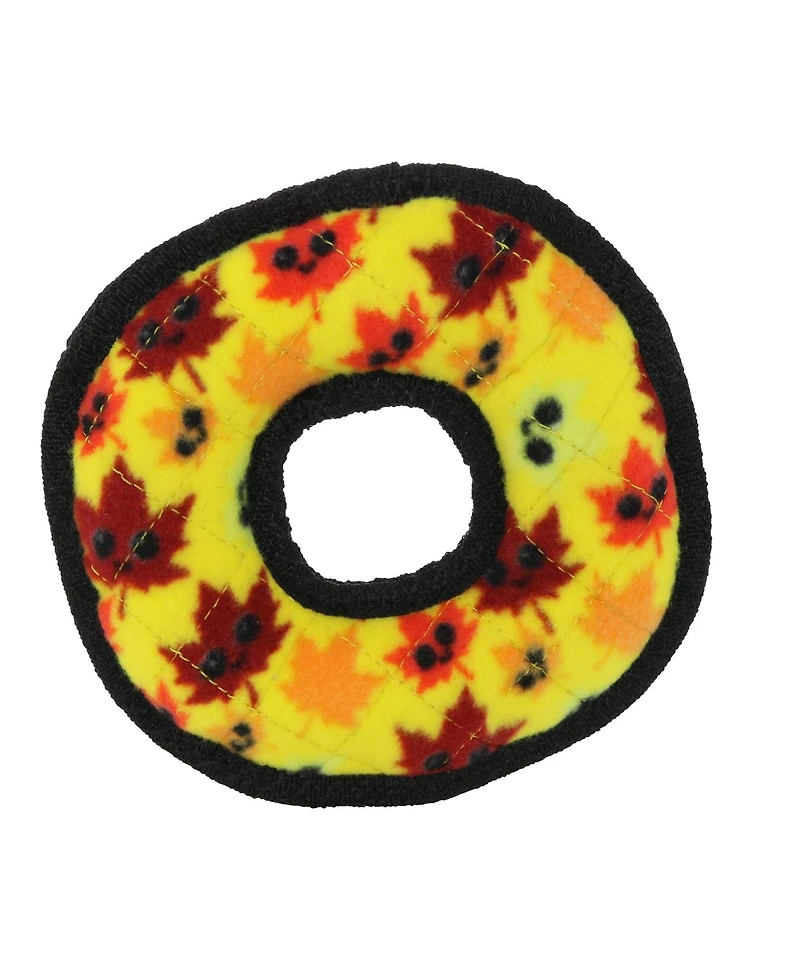 Tuffy Holiday Jr Ring Leaves 2 Pack , Durable Plush Squeaky Dog Toy