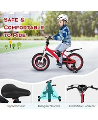 16 Inch Kids Bike with Storage Basket and Double Brake for Ages 4–8, Red