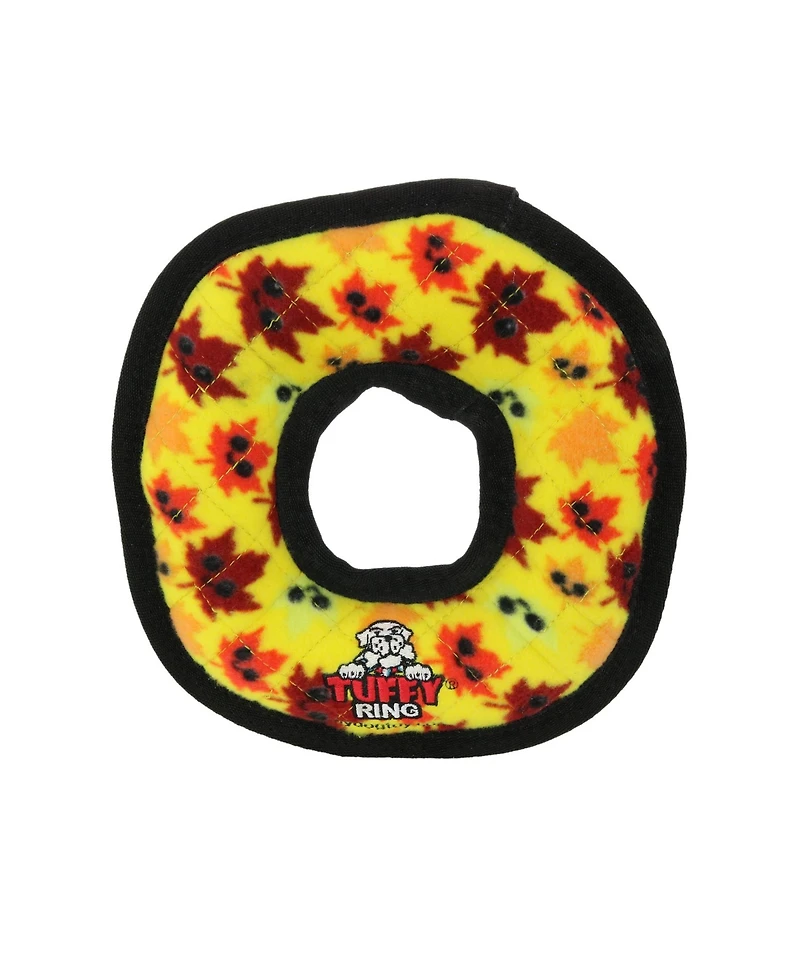 Tuffy Holiday Medium Ring Leaves 2 Pack, Durable Plush Squeaky Dog Toy