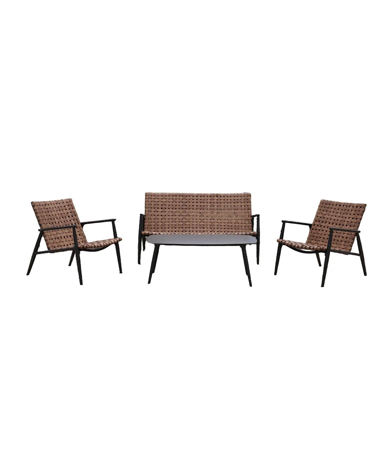 All-Aluminum Detachable Wicker Frog Chair Set - 4 Pieces